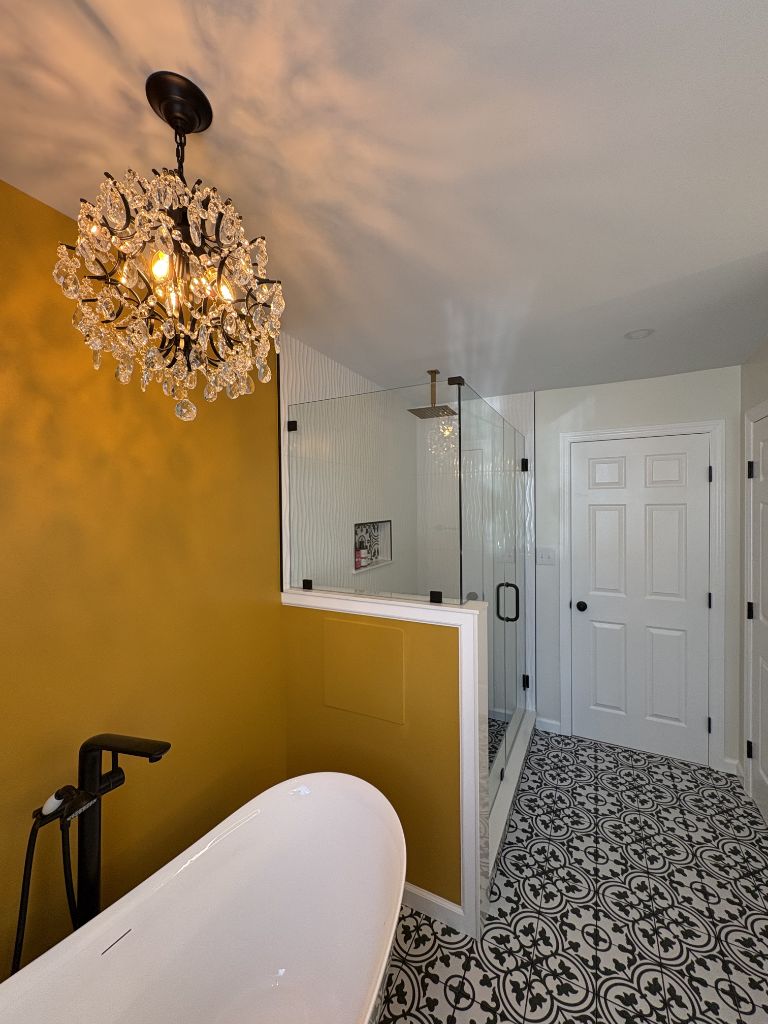 Luxury bathroom interior remodel completed by AMG Contractors in South Jersey